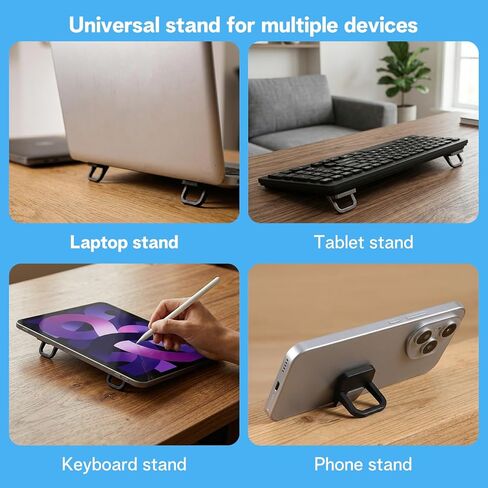 2 PCS Keyboard Stand, Adjustable Black Laptop Riser Portable Mini Keyboard Stand Self-Adhesive Foldable Feet Keyboards Lift for Most Keyboards in Kuwait