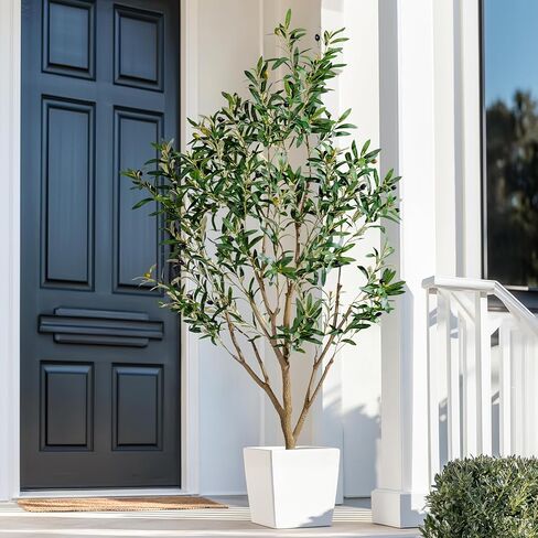 Large Fake Olive Tree Tall Artificial Trees with Pot Indoor Outdoor Realistic Floor Faux Plastic plantas for Modern Home Living Room Office Corner Farmhouse Fake Olives Plants Decor Housewarming Gift in Saudi Arabia
