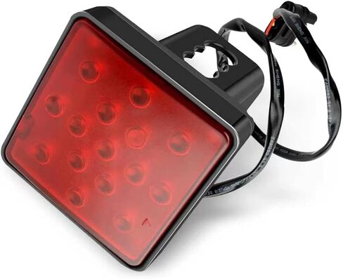 15 LED Brake Light Trailer Hitch Cover, Super Bright Smoked Lens Square Tail Light, Universal 2" Receiver Trailer Hitch Lamps, for Most for Towing Truck SUV RV (Black) in Saudi Arabia