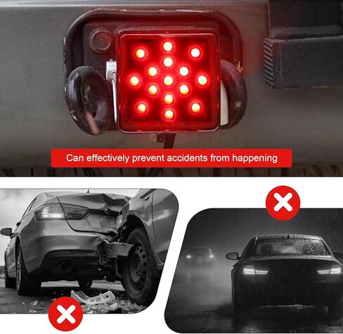 15 LED Brake Light Trailer Hitch Cover, Super Bright Smoked Lens Square Tail Light, Universal 2" Receiver Trailer Hitch Lamps, for Most for Towing Truck SUV RV (Black) in Saudi Arabia