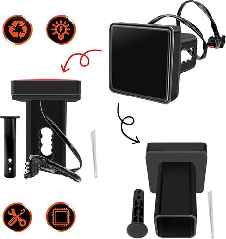 15 LED Brake Light Trailer Hitch Cover, Super Bright Smoked Lens Square Tail Light, Universal 2" Receiver Trailer Hitch Lamps, for Most for Towing Truck SUV RV (Black) in Saudi Arabia