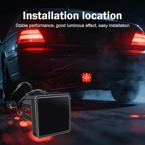 15 LED Brake Light Trailer Hitch Cover, Super Bright Smoked Lens Square Tail Light, Universal 2" Receiver Trailer Hitch Lamps, for Most for Towing Truck SUV RV (Black) in Saudi Arabia