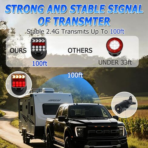 USB-C Wireless Trailer Lights,Adjustable Magnetic LED Trailer Lights with Reflectors, Rechargeable Tow Tail Light Kit for Trucks, Boats, RVs, Campers, IP67 Waterproof in Saudi Arabia