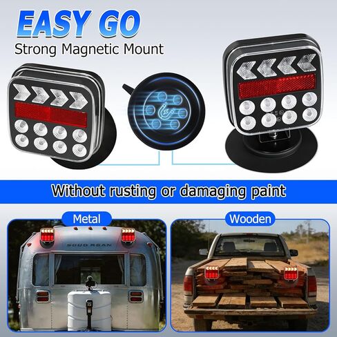 USB-C Wireless Trailer Lights,Adjustable Magnetic LED Trailer Lights with Reflectors, Rechargeable Tow Tail Light Kit for Trucks, Boats, RVs, Campers, IP67 Waterproof in Saudi Arabia