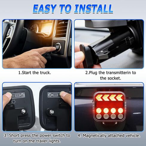 USB-C Wireless Trailer Lights,Adjustable Magnetic LED Trailer Lights with Reflectors, Rechargeable Tow Tail Light Kit for Trucks, Boats, RVs, Campers, IP67 Waterproof in Saudi Arabia