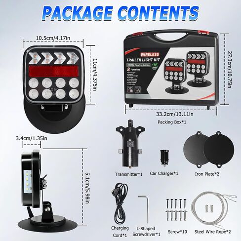 USB-C Wireless Trailer Lights,Adjustable Magnetic LED Trailer Lights with Reflectors, Rechargeable Tow Tail Light Kit for Trucks, Boats, RVs, Campers, IP67 Waterproof in Saudi Arabia