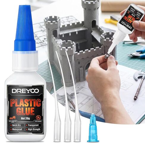 غراء نماذج بلاستيكية 20 جرام من Dreyoo، غراء مصغر للمناظر الطبيعية المصغرة، شكل أرضي DIY، والتجميع اليومي لنموذج ألعاب اللوحة، شفاف مقاوم للماء، سريع الجفاف، التصاق قوي، مع 3 حقن وإبرة واحدة in Kuwait