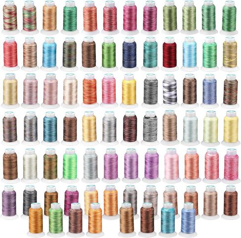 80 Colors Variegated Polyester Embroidery Machine Thread Kit 500M (550Y) Each, 40WT Variegated Rainbow Thread for Sewing Machines, Hand Sewing, Embroidery, Serger in Saudi Arabia