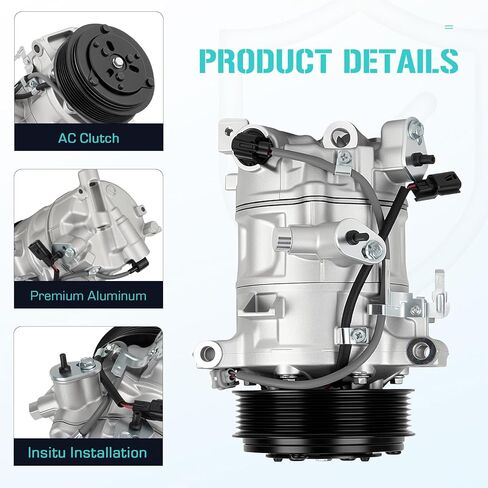 AC Compressor with Clutch Fit for 2014-2015 INFINITI Q50 3.7L, 2016-2021 INFINITI Q50 3L, 2017-2020 INFINITI Q60 3L, Replace CO 29197C, Air Condition automotive replacement in Kuwait
