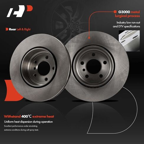 A-Premium 13.58 inch (345mm) Rear Vented Disc Brake Rotors Compatible with Select BMW Models - 535i, 535i GT, 535i GT xDrive, 550i, 550i xDrive, 740i, 740Ld xDrive, 740Li, 640i, 640i Gran Coupe, 650i in Kuwait