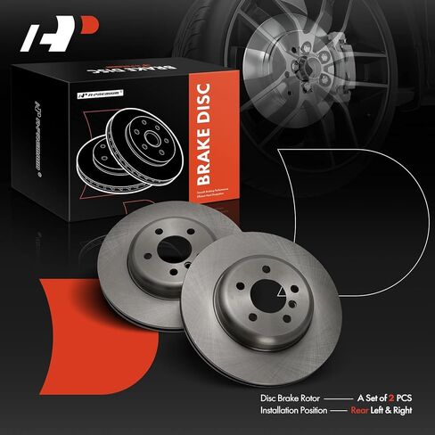 A-Premium 13.58 inch (345mm) Rear Vented Disc Brake Rotors Compatible with Select BMW Models - 535i, 535i GT, 535i GT xDrive, 550i, 550i xDrive, 740i, 740Ld xDrive, 740Li, 640i, 640i Gran Coupe, 650i in Kuwait