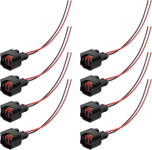 8PCS Fuel Injector Connector Pigtail Kit, Waterproof Shell Wiring Harness Replacement for OEM# 5013995AA & 5161919AA, Compatible with Dodge, Ford, Chevy in Saudi Arabia