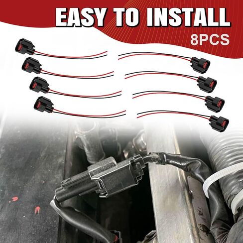8PCS Fuel Injector Connector Pigtail Kit, Waterproof Shell Wiring Harness Replacement for OEM# 5013995AA & 5161919AA, Compatible with Dodge, Ford, Chevy in Saudi Arabia