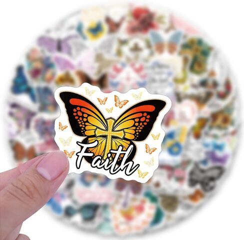 124PCS Butterfly Christian Stickers - Inspirational Bible Verse Vinyl Decals for Water Bottles, Laptops, Journals | Religious Gift for Adults, Teens, Faith-Based Motivational Words in Saudi Arabia