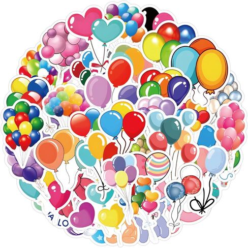 60Pcs Party Balloon Stickers, Waterproof Water Bottles for Children and Teenagers, Laptop, Skateboard Decoration(Balloon Bouquet) in Kuwait