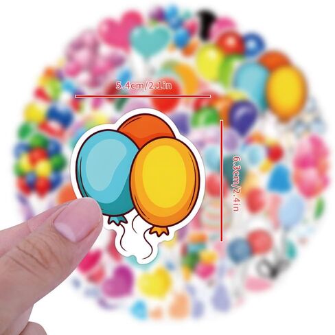 60Pcs Party Balloon Stickers, Waterproof Water Bottles for Children and Teenagers, Laptop, Skateboard Decoration(Balloon Bouquet) in Kuwait