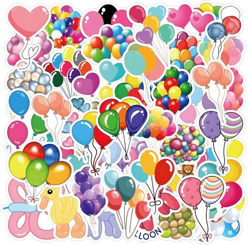 60Pcs Party Balloon Stickers, Waterproof Water Bottles for Children and Teenagers, Laptop, Skateboard Decoration(Balloon Bouquet) in Kuwait