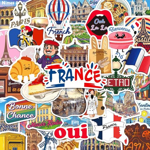 France Stickers 200 PCS, France Travel Stickers with 100 Unique Designs, Waterproof Vinyl Decals for Water Bottles, Laptops, Scrapbooking, Party Favors and Gifts in Saudi Arabia