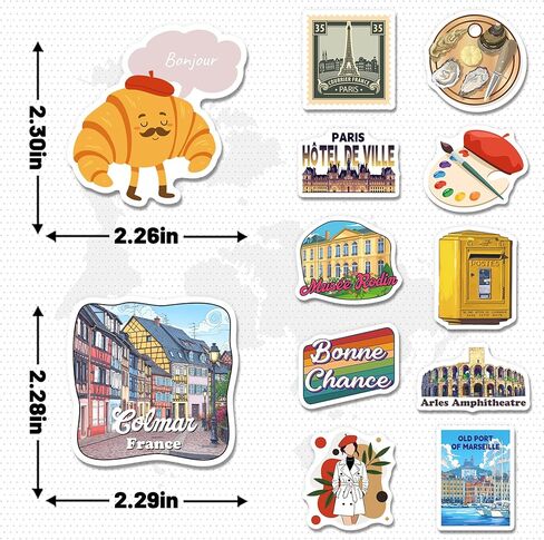 France Stickers 200 PCS, France Travel Stickers with 100 Unique Designs, Waterproof Vinyl Decals for Water Bottles, Laptops, Scrapbooking, Party Favors and Gifts in Saudi Arabia