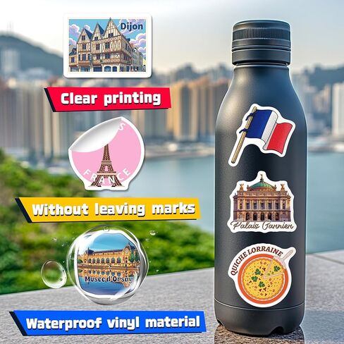 France Stickers 200 PCS, France Travel Stickers with 100 Unique Designs, Waterproof Vinyl Decals for Water Bottles, Laptops, Scrapbooking, Party Favors and Gifts in Saudi Arabia