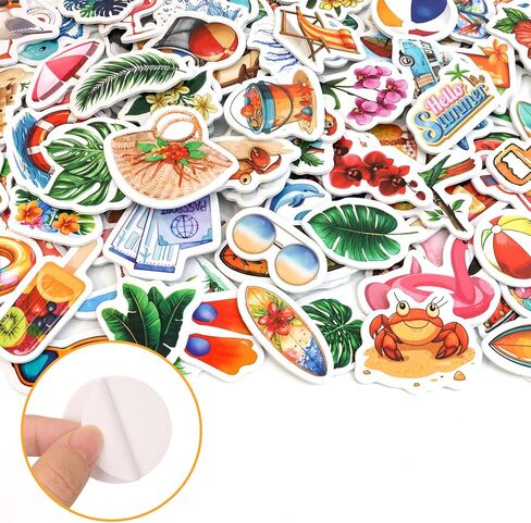 Ceiba Tree Summer Foam Stickers 240Pcs Bulk Self-Adhesive Hawaiian Beach Tropical Crafts Stickers for DIY Arts Crafts Rewards Scrapbooking Classroom Summer Pool Party Favors Supplies in Kuwait