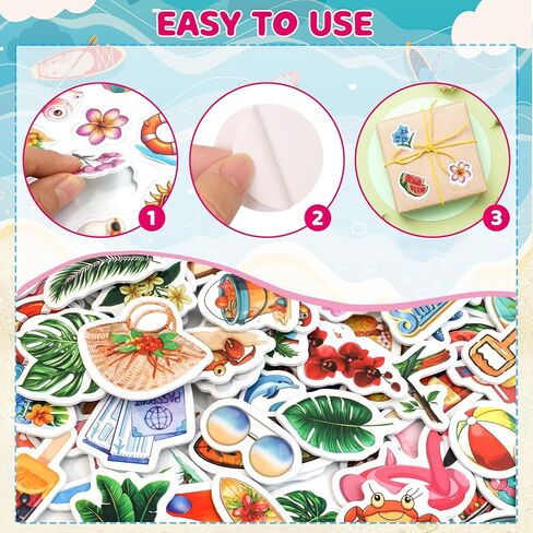 Ceiba Tree Summer Foam Stickers 240Pcs Bulk Self-Adhesive Hawaiian Beach Tropical Crafts Stickers for DIY Arts Crafts Rewards Scrapbooking Classroom Summer Pool Party Favors Supplies in Kuwait
