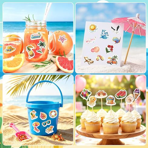 Ceiba Tree Summer Foam Stickers 240Pcs Bulk Self-Adhesive Hawaiian Beach Tropical Crafts Stickers for DIY Arts Crafts Rewards Scrapbooking Classroom Summer Pool Party Favors Supplies in Kuwait