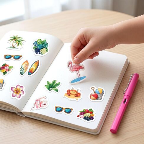 Ceiba Tree Summer Foam Stickers 240Pcs Bulk Self-Adhesive Hawaiian Beach Tropical Crafts Stickers for DIY Arts Crafts Rewards Scrapbooking Classroom Summer Pool Party Favors Supplies in Kuwait