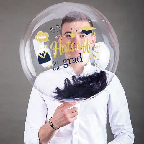 Graduation Balloon Stickers Congrats Grad Decals 8 Pcs for Bobo Clear Balloon Self-Adhesive DIY School Home Ceremony Decoration Party Supplies in Saudi Arabia