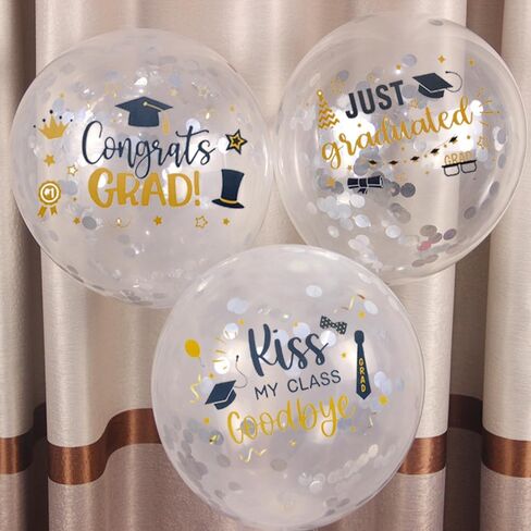 Graduation Balloon Stickers Congrats Grad Decals 8 Pcs for Bobo Clear Balloon Self-Adhesive DIY School Home Ceremony Decoration Party Supplies in Saudi Arabia