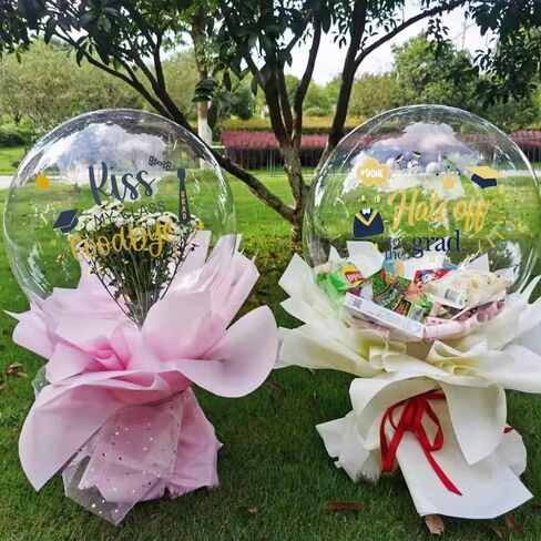 Graduation Balloon Stickers Congrats Grad Decals 8 Pcs for Bobo Clear Balloon Self-Adhesive DIY School Home Ceremony Decoration Party Supplies in Saudi Arabia