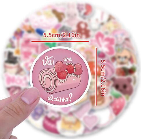 60Pcs Cutecore Stickers Pink Y2K Aesthetic Vinyl Sticker for Water Bottles, Laptops, Suitcases, Birthday Party Supplies, Scrapbook Stickers in Kuwait