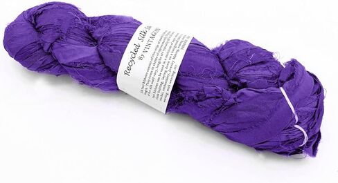 100g Recycled Sari Silk Ribbon Yarn, Jewelry Making Trim - Purple in Saudi Arabia