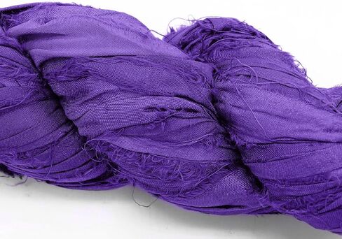 100g Recycled Sari Silk Ribbon Yarn, Jewelry Making Trim - Purple in Saudi Arabia