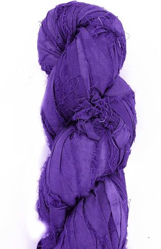 100g Recycled Sari Silk Ribbon Yarn, Jewelry Making Trim - Purple in Saudi Arabia