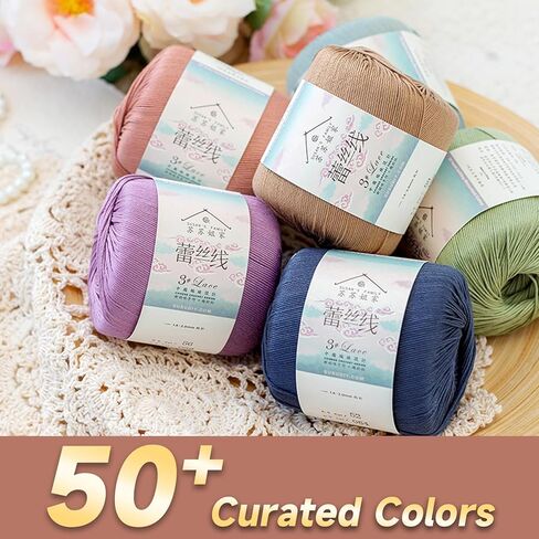 Susan's Family #3 Lace Combed #3 Lace Yarn -3Packs-23 wpi - Soft & Durable - 3 x 40g (1.41oz) - 131 Yards for Knitting & Crocheting - Doily, Table Runner (3, 18#Parrot Green) in Kuwait