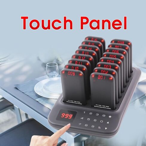 Restaurant Pager System, 16 LED Beepers Wireless Calling System Queue Pagers for Food Truck Church Nursery Clinic Coffee Shop Restaurants Bar with Vibration Flash Buzzer (Black) in Saudi Arabia
