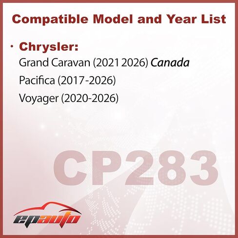 EPAuto CP283 (CF12283) Cabin Air Filter includes Activated Carbon Replacement for Chrysler Pacifica (2017-2026), Voyager (2020-2026), Grand Caravan (2021-2026) in Kuwait