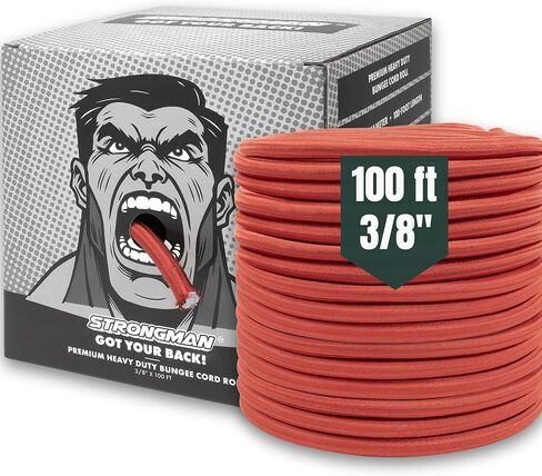 Heavy Duty Bungee Cord Roll – 3/8" × 100 ft, 426 LBF Strength, Polyester Sheath & Latex Core, UV Resistant, Outdoor Cargo Tie Down & Camping Use in Saudi Arabia