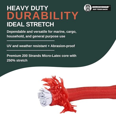 Heavy Duty Bungee Cord Roll – 3/8" × 100 ft, 426 LBF Strength, Polyester Sheath & Latex Core, UV Resistant, Outdoor Cargo Tie Down & Camping Use in Saudi Arabia