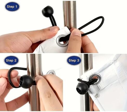 10pcs Outdoor Camping Canopy Tent Fixing Storage Elastic Rope with Plastic Balls, Tie-Down Elastic Cord, Outdoor Fixing, Canopy Fastener in Kuwait