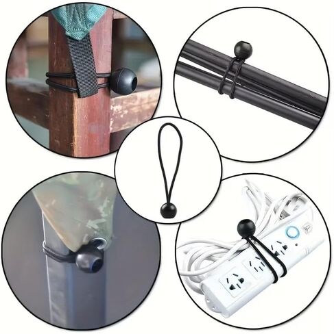 10pcs Outdoor Camping Canopy Tent Fixing Storage Elastic Rope with Plastic Balls, Tie-Down Elastic Cord, Outdoor Fixing, Canopy Fastener in Kuwait