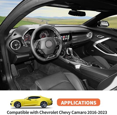 12PCS Carbon Fiber Interior Decoration Trim Kit for Chevrolet Camaro 2017-2025+, Center Console Trim, Wndow Switch Side Outlet Cup Holder Gear Shift Cover Trim in Kuwait
