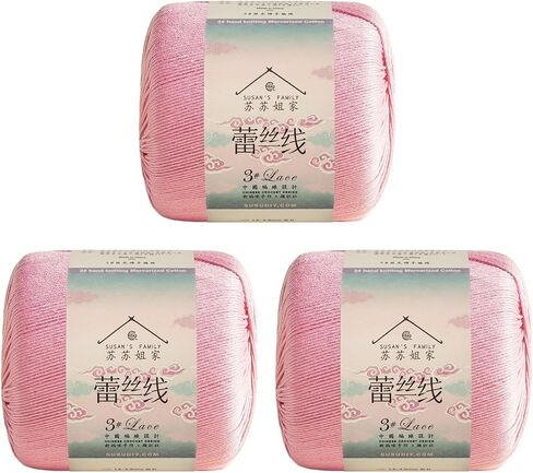 Susan's Family #3 Lace Combed #3 Lace Yarn -3Packs-23 wpi - Soft & Durable - 3 x 40g (1.41oz) - 131 Yards for Knitting & Crocheting - Doily, Table Runner (3, 18#Parrot Green) in Saudi Arabia