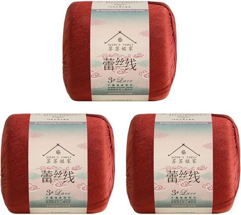 Susan's Family #3 Lace Combed #3 Lace Yarn -3Packs-23 wpi - Soft & Durable - 3 x 40g (1.41oz) - 131 Yards for Knitting & Crocheting - Doily, Table Runner (3, 18#Parrot Green) in Kuwait