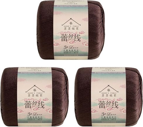 Susan's Family #3 Lace Combed #3 Lace Yarn -3Packs-23 wpi - Soft & Durable - 3 x 40g (1.41oz) - 131 Yards for Knitting & Crocheting - Doily, Table Runner (3, 18#Parrot Green) in Kuwait