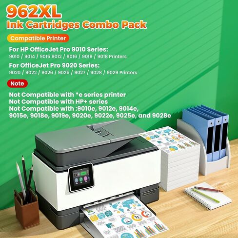 962XL 962 Ink Cartridges Combo Pack for HP 962XL Black and Color Ink Cartridges Combo Pack Work for HP Officejet Pro 9015 9010 9025 9015 9020 9018 9020 Printer hp962 XL Ink High Yield (4 Pack） in Saudi Arabia