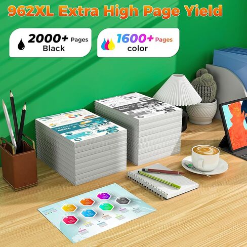 962XL 962 Ink Cartridges Combo Pack for HP 962XL Black and Color Ink Cartridges Combo Pack Work for HP Officejet Pro 9015 9010 9025 9015 9020 9018 9020 Printer hp962 XL Ink High Yield (4 Pack） in Saudi Arabia