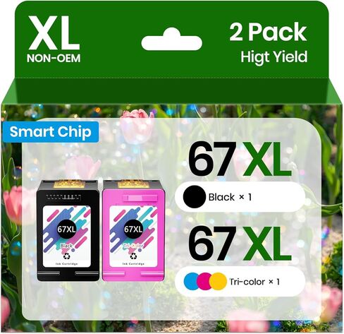 67XL 67 Ink Cartridges for HP Printer Desk Jet 2855e 4255e 2827e 2755e 4227e Ink HP 67XL Black/Color Combo Pack Compatible for HP DeskJet 2855 2700 4100 2800 2852e Envy 6055e 6455e 6400 Printer in Kuwait