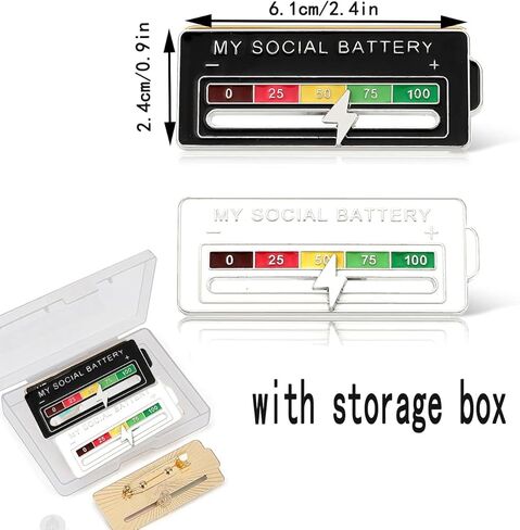 2Pcs Social Battery Slider Pin,Funny Interactive Brooch Enamel Pins for 7 Days, Cute Mood Pins for Backpacks Clothing Hat Bags Scarves in Saudi Arabia